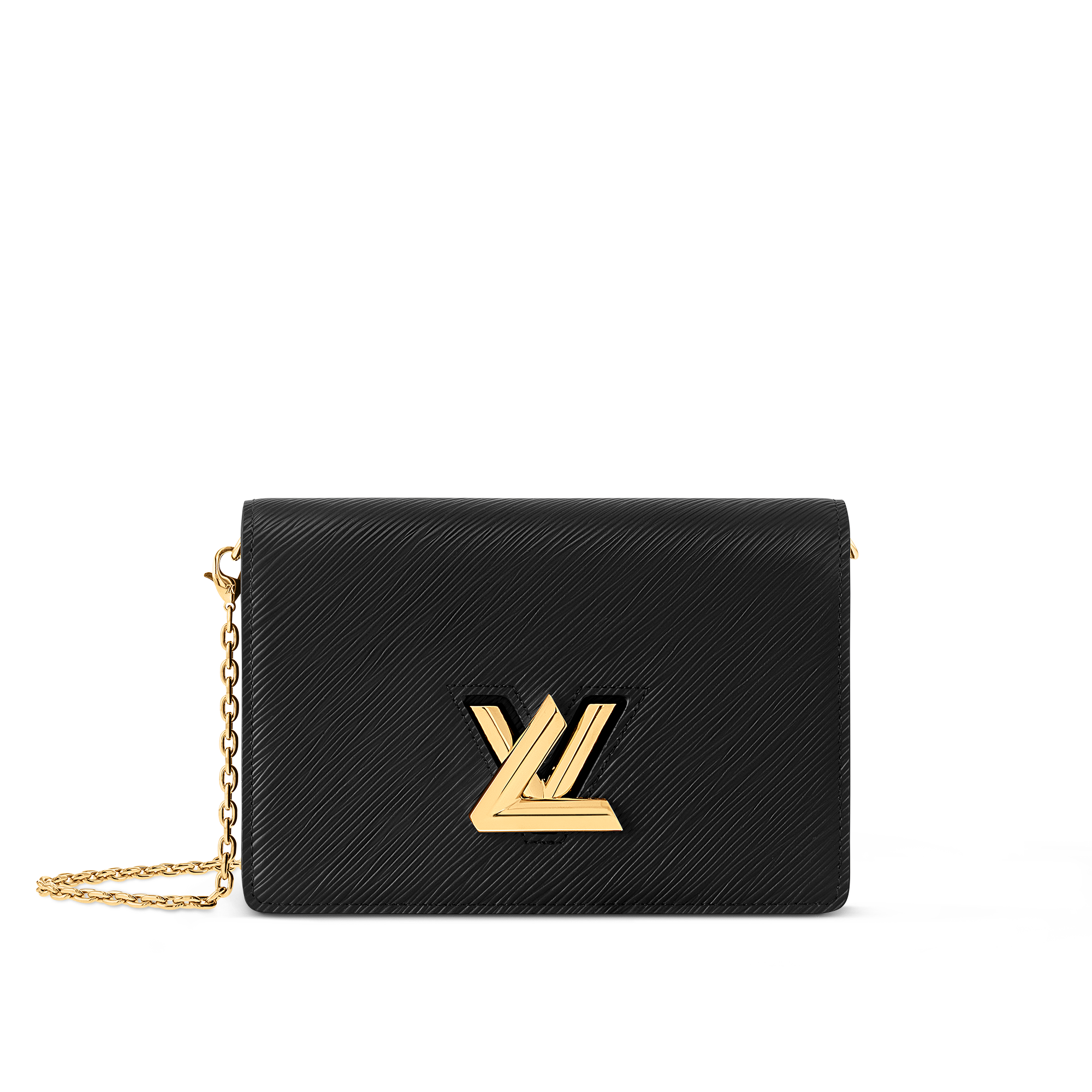 louis vuitton black bag gold chain