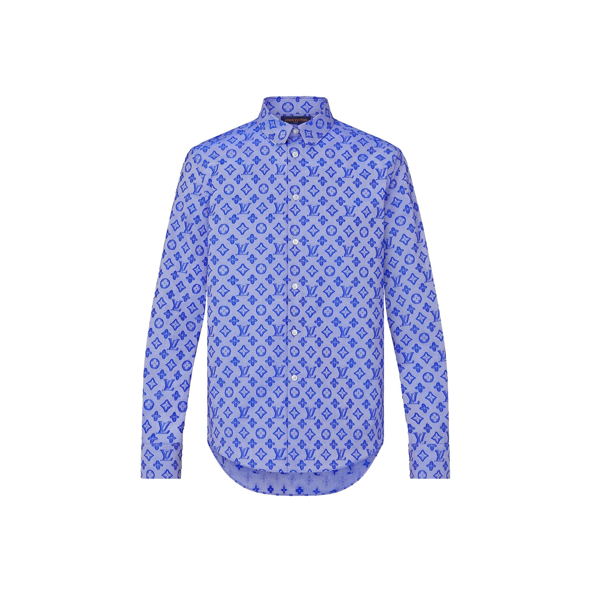 louis vuitton shirt blue and white