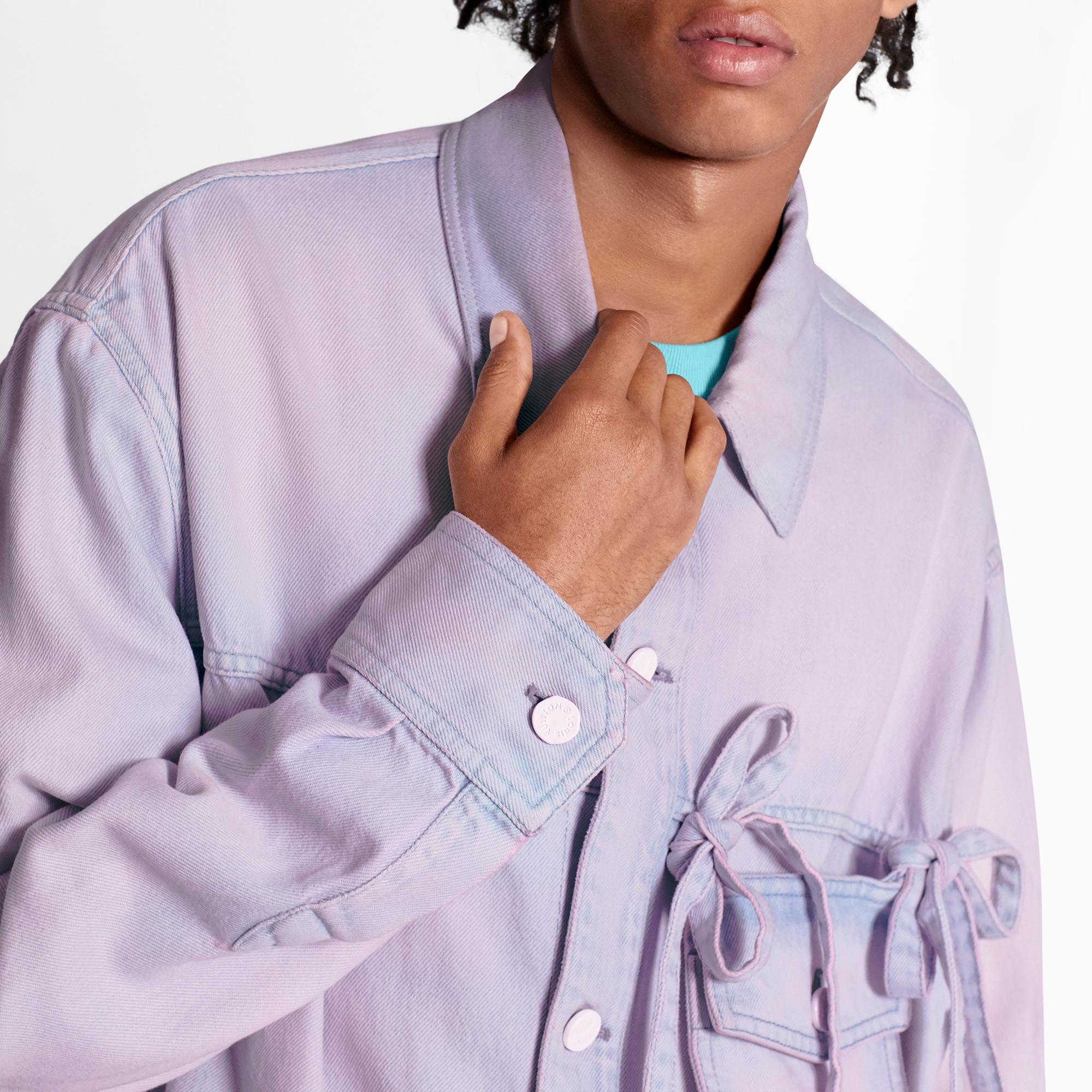 Removable Pocket Bleached Denim Shirt 