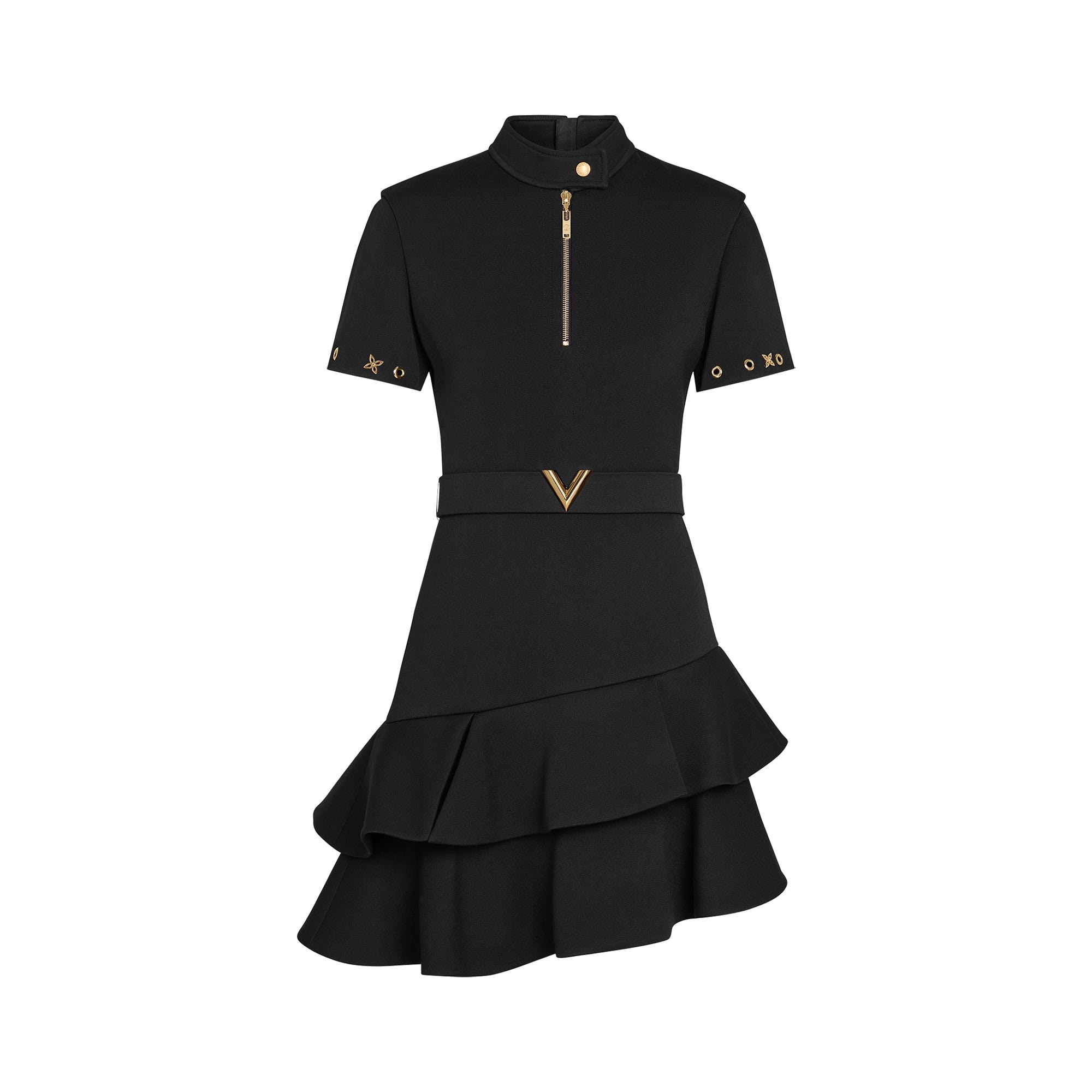 Short-Sleeved Asymmetric Dress With 