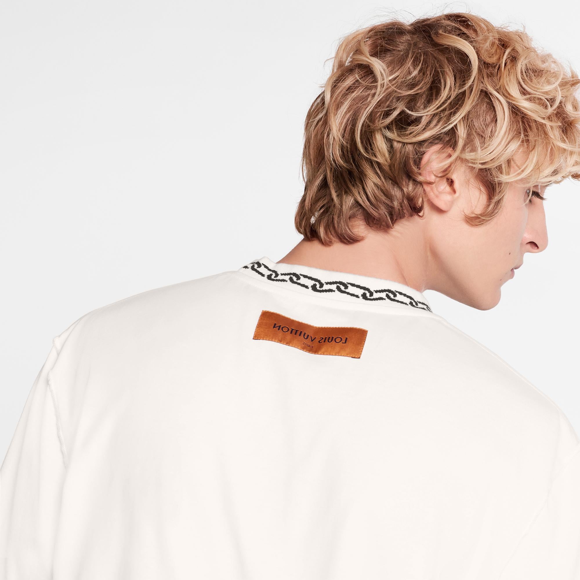 T-Shirt With Chain Jacquard Rib Collar 